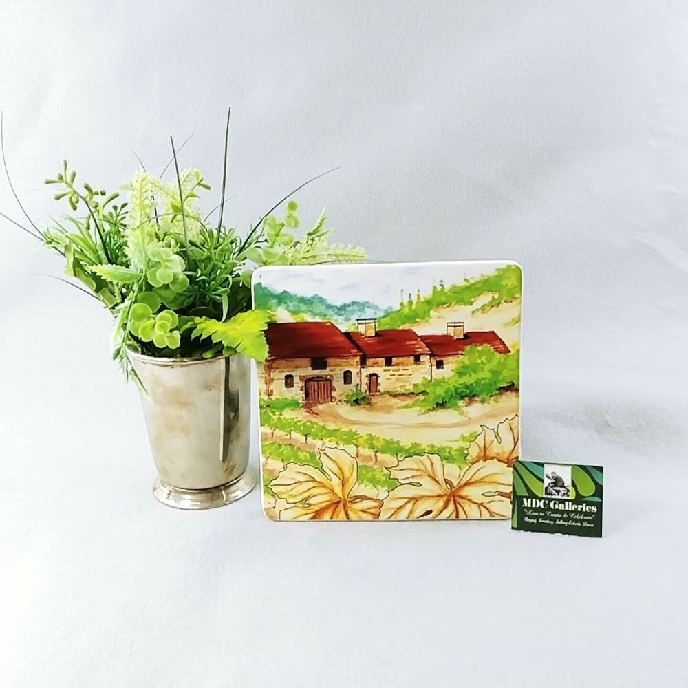 Trivet Tile Fitz & Floyd Del Vino Italian Vineyard Scene 6"